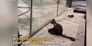 شاهد بالفيديو.... قرد يستخدم القوة للهروب من حديقة الحيوانات في الصين