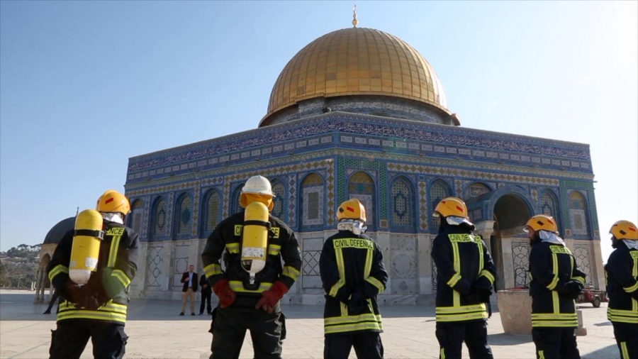 الدفاع المدني الأردني يوفر متطلبات السلامة العامة داخل المسجد الأقصى المبارك
