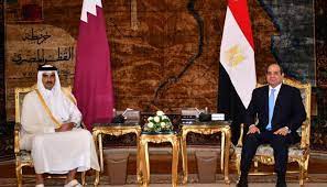 مباحثات ثنائية بين الرئيس المصري وأمير قطر