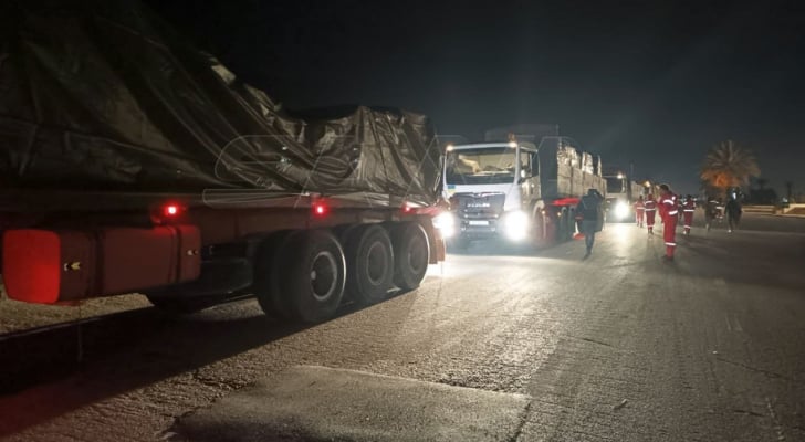 قافلة مساعدات أردنية تصل سوريا عبر معبر جابر الحدودي