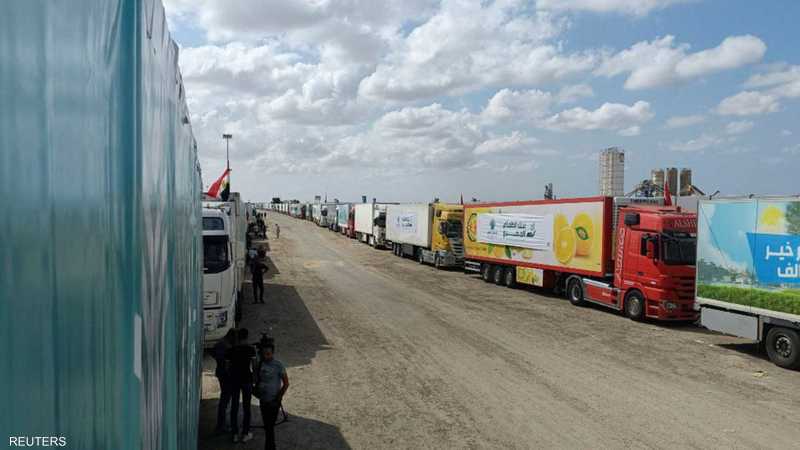 دخول 84 شاحنة مساعدات إنسانية إلى غزة