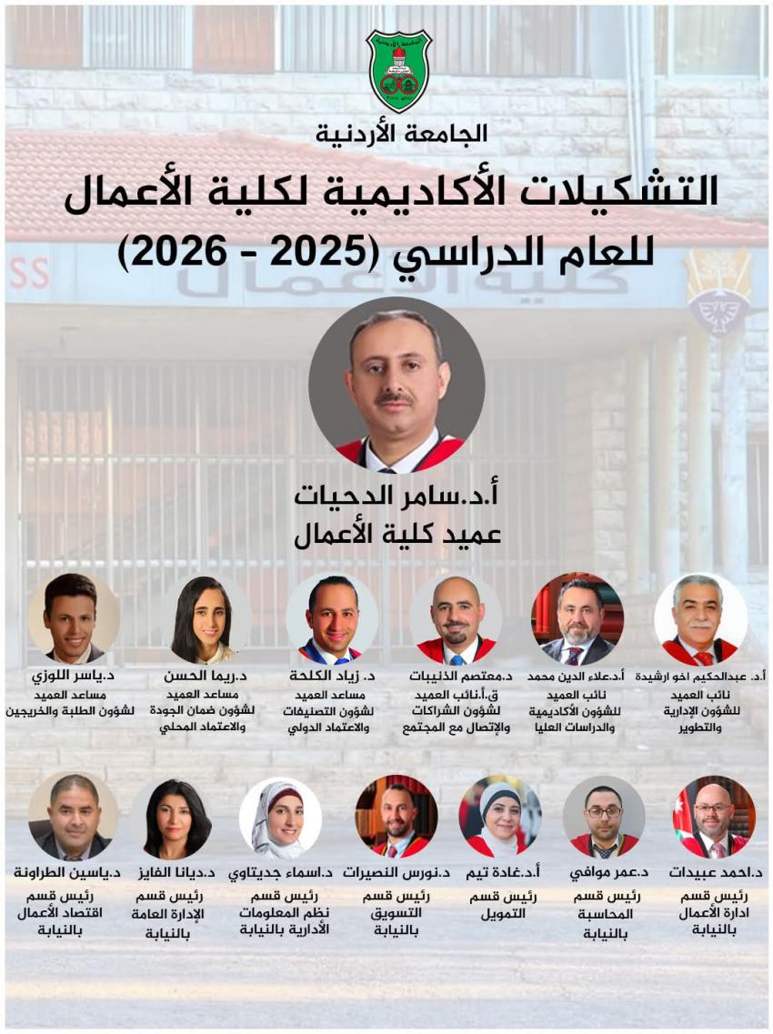 تشكيلاتٌ إداريَّةٌ وأكاديميَّةٌ في الجامعةِ الأردنيَّةِ (أسماء)