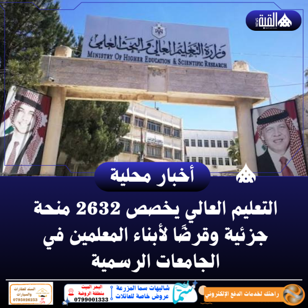 التعليم العالي يخصص 2632 منحة جزئية وقرضًا لأبناء المعلمين في الجامعات الرسمية