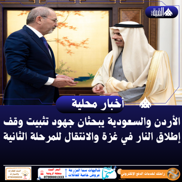 الأردن والسعودية يبحثان جهود تثبيت وقف إطلاق النار في غزة والانتقال للمرحلة الثانية