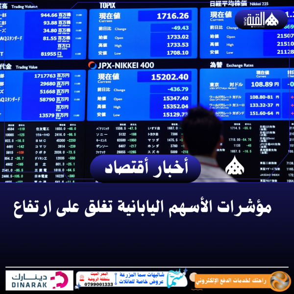 مؤشرات الأسهم اليابانية تغلق على ارتفاع