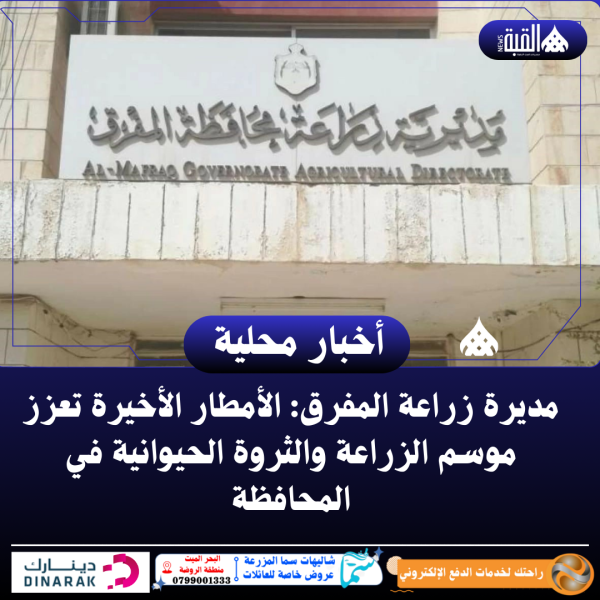 مديرة زراعة المفرق: الأمطار الأخيرة تعزز موسم الزراعة والثروة الحيوانية في المحافظة