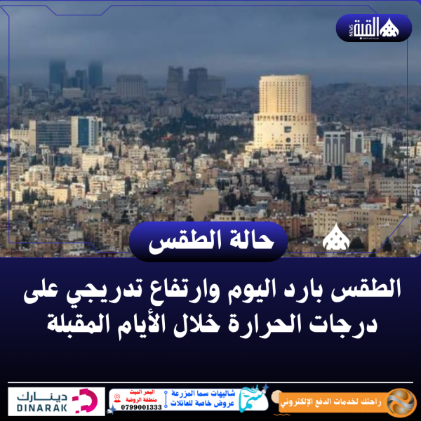 الطقس بارد اليوم وارتفاع تدريجي على درجات الحرارة خلال الأيام المقبلة