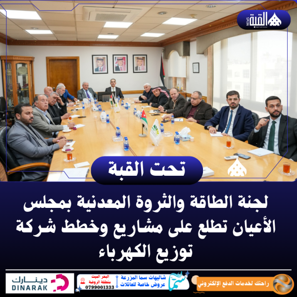 لجنة الطاقة والثروة المعدنية بمجلس الأعيان تطلع على مشاريع وخطط شركة توزيع الكهرباء