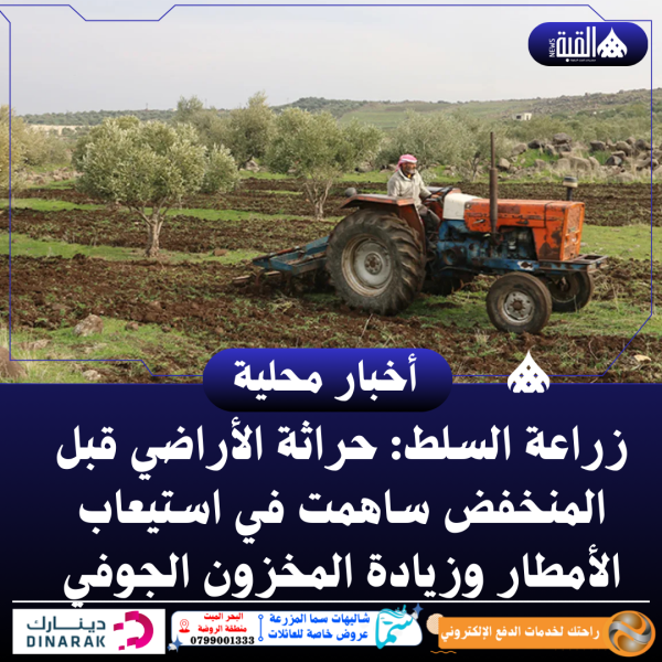 زراعة السلط: حراثة الأراضي قبل المنخفض ساهمت في استيعاب الأمطار وزيادة المخزون الجوفي