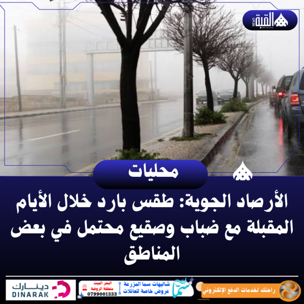 الأرصاد الجوية: طقس بارد خلال الأيام المقبلة مع ضباب وصقيع محتمل في بعض المناطق