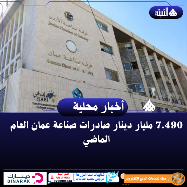 7.490 مليار دينار صادرات صناعة عمان العام الماضي