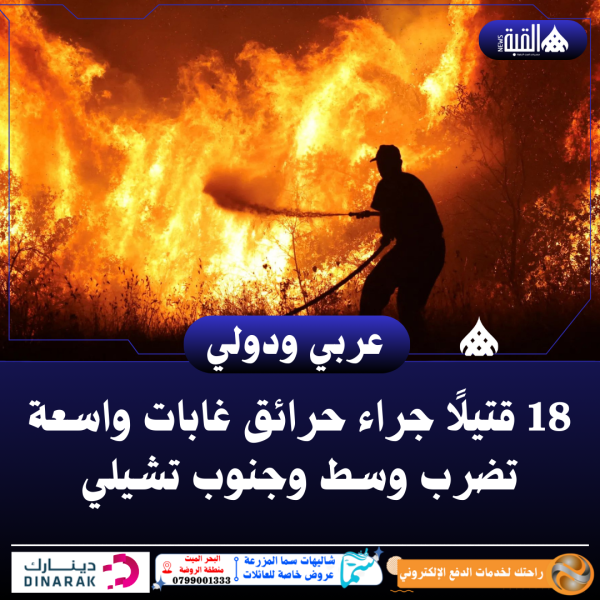 18 قتيلًا جراء حرائق غابات واسعة تضرب وسط وجنوب تشيلي