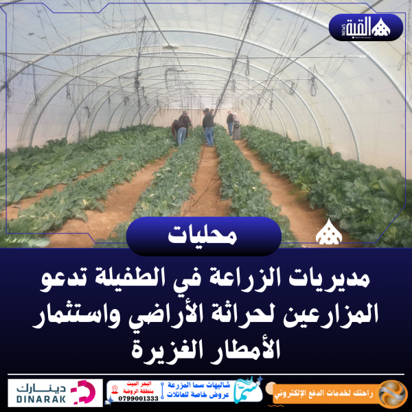 مديريات الزراعة في الطفيلة تدعو المزارعين لحراثة الأراضي واستثمار الأمطار الغزيرة