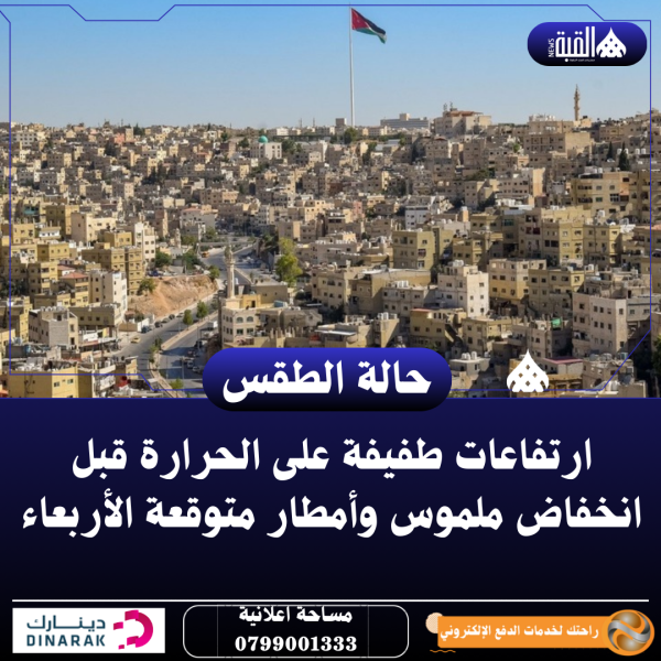 ارتفاعات طفيفة على الحرارة قبل انخفاض ملموس وأمطار متوقعة الأربعاء