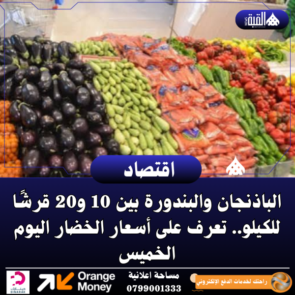 الباذنجان والبندورة بين 10 و20 قرشًا للكيلو.. تعرف على أسعار الخضار اليوم الخميس