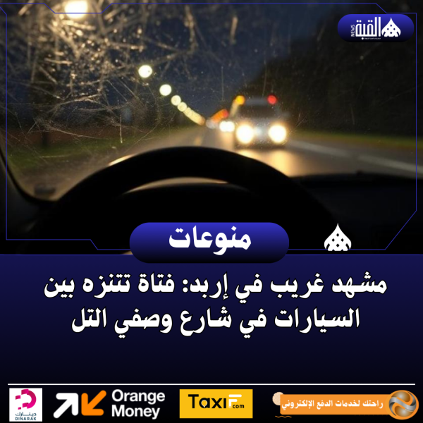 مشهد غريب في إربد: فتاة تتنزه بين السيارات في شارع وصفي التل