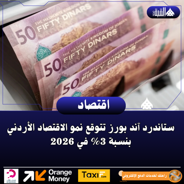 ستاندرد آند بورز تتوقع نمو الاقتصاد الأردني بنسبة 3 في 2026