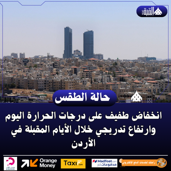 انخفاض طفيف على درجات الحرارة اليوم وارتفاع تدريجي خلال الأيام المقبلة في الأردن