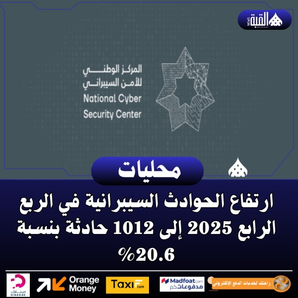 ارتفاع الحوادث السيبرانية في الربع الرابع 2025 إلى 1012 حادثة بنسبة 20.6
