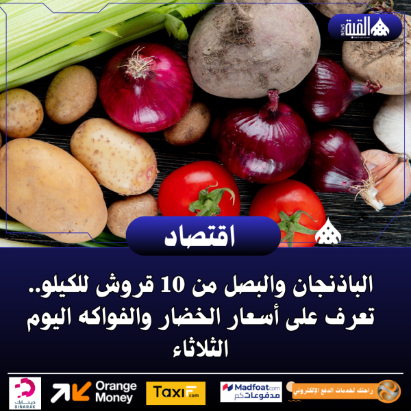 الباذنجان والبصل من 10 قروش للكيلو.. تعرف على أسعار الخضار والفواكه اليوم الثلاثاء