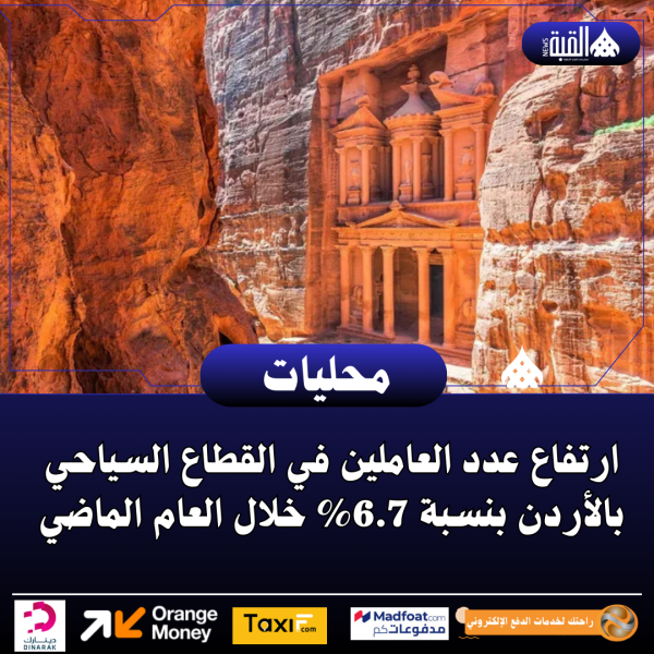 ارتفاع عدد العاملين في القطاع السياحي بالأردن بنسبة 6.7 خلال العام الماضي