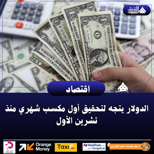 الدولار يتجه لتحقيق أول مكسب شهري منذ تشرين الأول