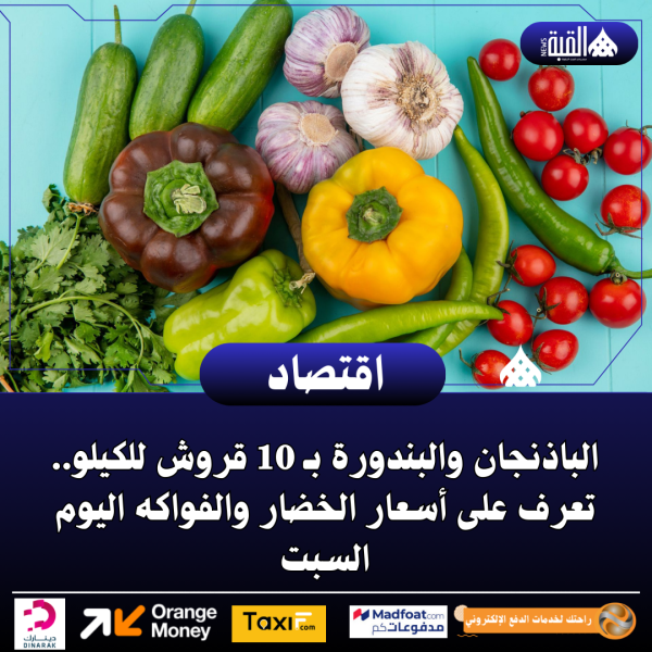 الباذنجان والبندورة بـ 10 قروش للكيلو.. تعرف على أسعار الخضار والفواكه اليوم السبت