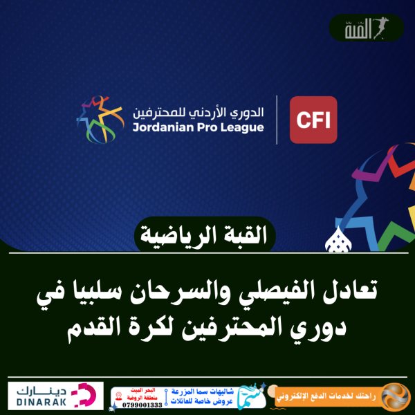 تعادل الفيصلي والسرحان سلبيا في دوري المحترفين لكرة القدم