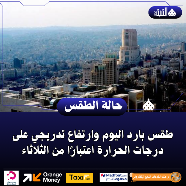 طقس بارد اليوم وارتفاع تدريجي على درجات الحرارة اعتبارًا من الثلاثاء