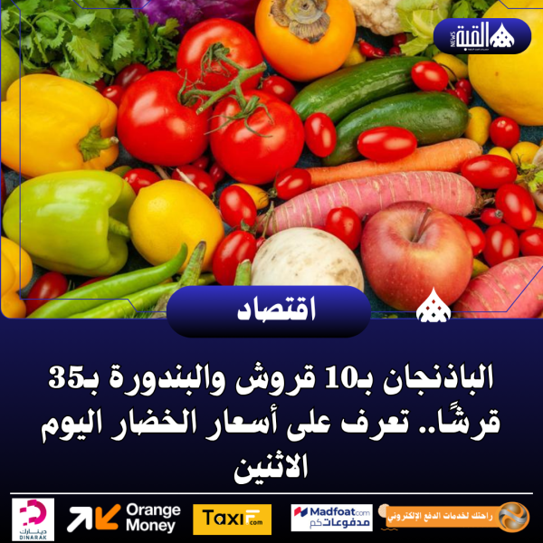 الباذنجان بـ10 قروش والبندورة بـ35 قرشًا.. تعرف على أسعار الخضار اليوم الاثنين