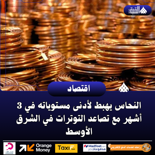 النحاس يهبط لأدنى مستوياته في 3 أشهر مع تصاعد التوترات في الشرق الأوسط