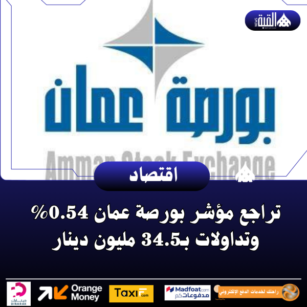 تراجع مؤشر بورصة عمان 0.54 وتداولات بـ34.5 مليون دينار