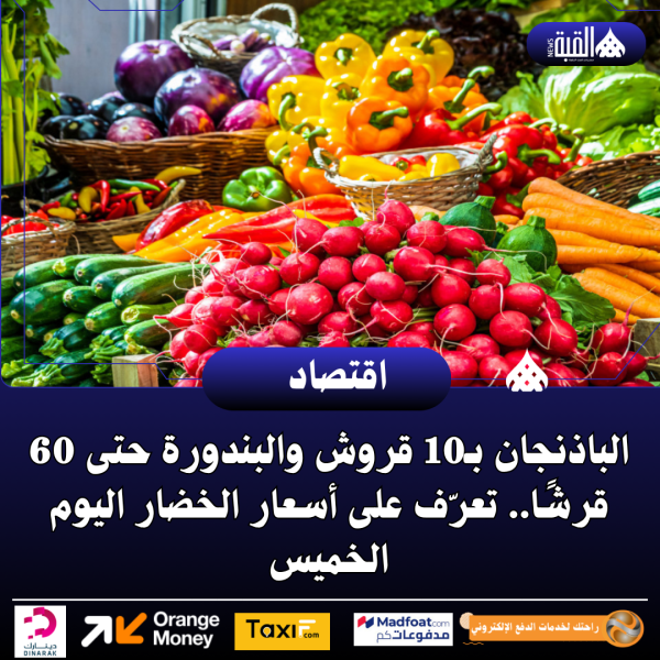 الباذنجان بـ10 قروش والبندورة حتى 60 قرشًا.. تعرّف على أسعار الخضار اليوم الخميس