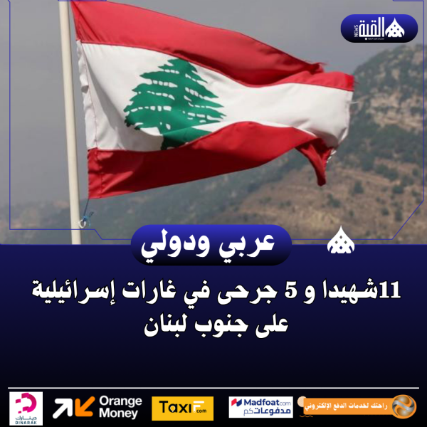 11شهيدا و 5 جرحى في غارات إسرائيلية على جنوب لبنان