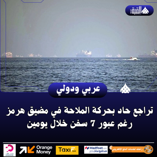 تراجع حاد بحركة الملاحة في مضيق هرمز رغم عبور 7 سفن خلال يومين