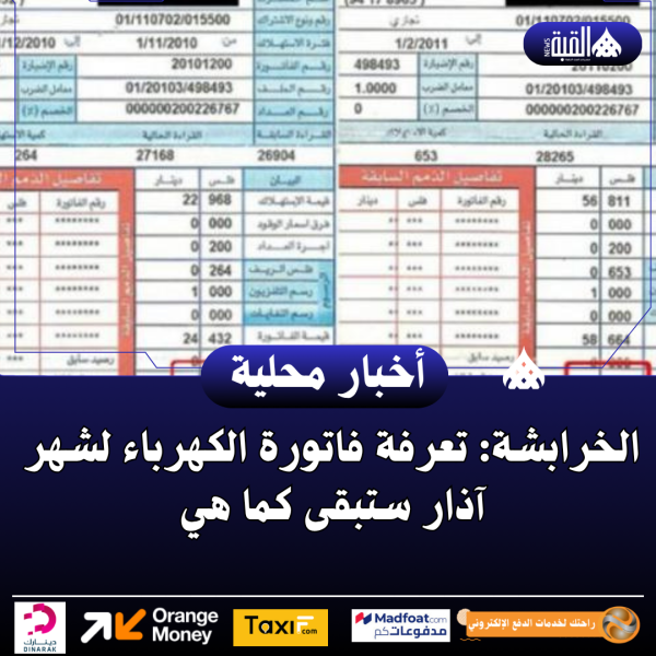 الخرابشة: تعرفة فاتورة الكهرباء لشهر آذار ستبقى كما هي