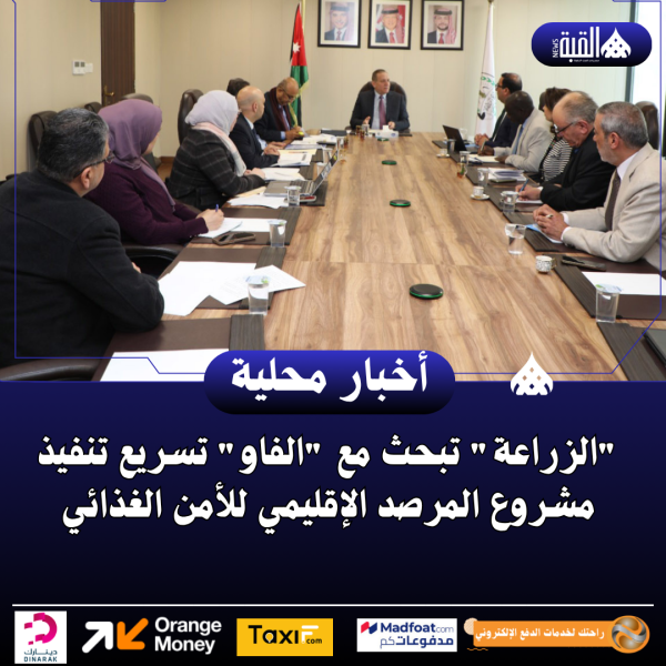 الزراعة تبحث مع الفاو تسريع تنفيذ مشروع المرصد الإقليمي للأمن الغذائي