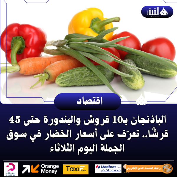 الباذنجان بـ10 قروش والبندورة حتى 45 قرشًا.. تعرّف على أسعار الخضار في سوق الجملة اليوم الثلاثاء