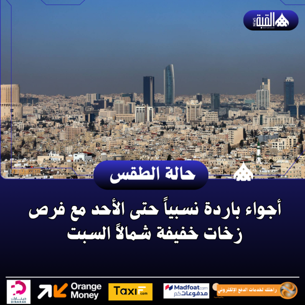 أجواء باردة نسبياً حتى الأحد مع فرص زخات خفيفة شمالاً السبت