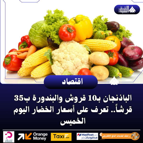 الباذنجان بـ10 قروش والبندورة ب35 قرشاً.. تعرف على أسعار الخضار اليوم الخميس