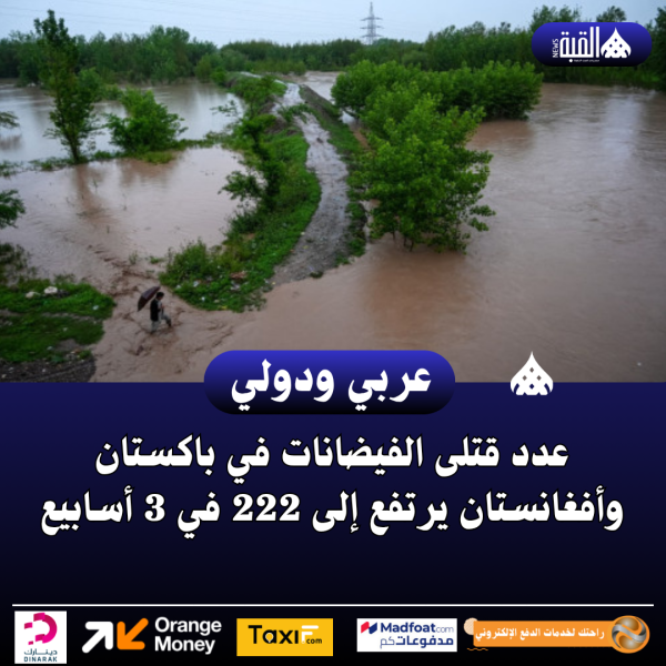 عدد قتلى الفيضانات في باكستان وأفغانستان يرتفع إلى 222 في 3 أسابيع