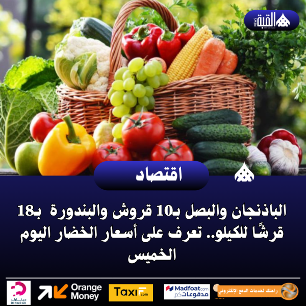 الباذنجان والبصل بـ10 قروش والبندورة  بـ18 قرشًا للكيلو.. تعرف على أسعار الخضار اليوم الخميس