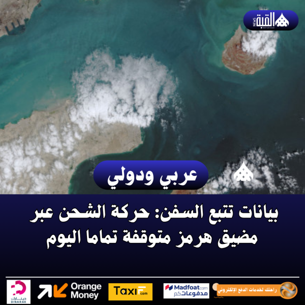 بيانات تتبع السفن: حركة الشحن عبر مضيق هرمز متوقفة تماما اليوم