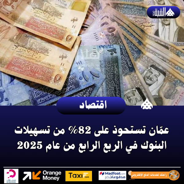 عمّان تستحوذ على 82 من تسهيلات البنوك في الربع الرابع من عام 2025