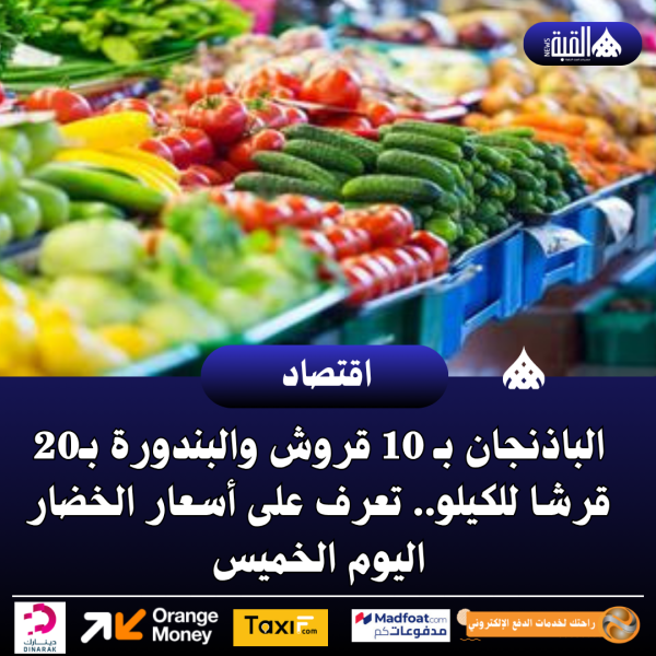 الباذنجان بـ 10 قروش والبندورة بـ20 قرشا للكيلو.. تعرف على أسعار الخضار اليوم الخميس