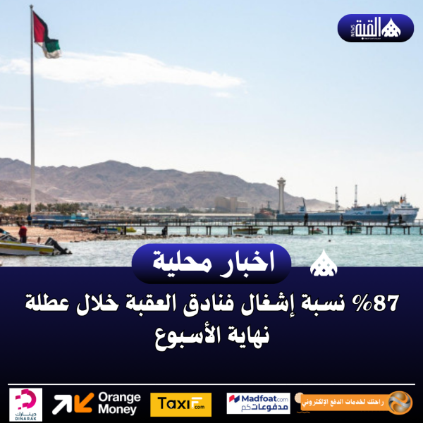87 نسبة إشغال فنادق العقبة خلال عطلة نهاية الأسبوع