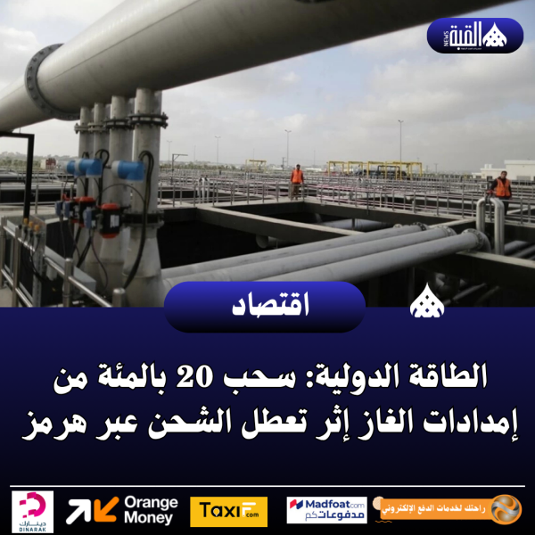 الطاقة الدولية: سحب 20 بالمئة من إمدادات الغاز إثر تعطل الشحن عبر هرمز