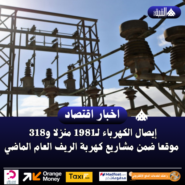 إيصال الكهرباء لـ1981 منزلا و318 موقعا ضمن مشاريع كهربة الريف العام الماضي