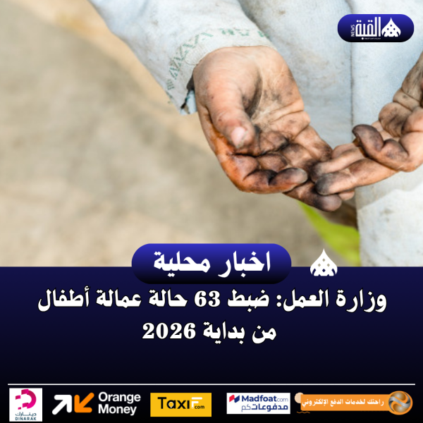وزارة العمل: ضبط 63 حالة عمالة أطفال من بداية 2026