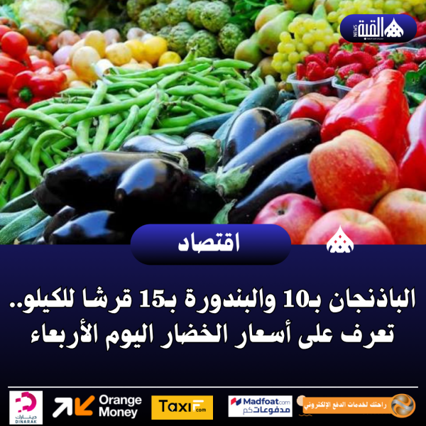 الباذنجان بـ10 والبندورة بـ15 قرشا للكيلو.. تعرف على أسعار الخضار اليوم الأربعاء